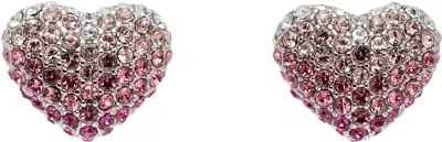 Marc Jacobs Silver & Pink 'the Heart Balloon Pavé' Earrings
