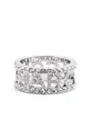 Marc Jacobs Logo-lettering Crystal-embellishment Ring In Metallic