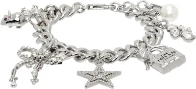 Marc Jacobs Silver 'cats Out Of The Bag' Charm Bracelet In 040 Silver