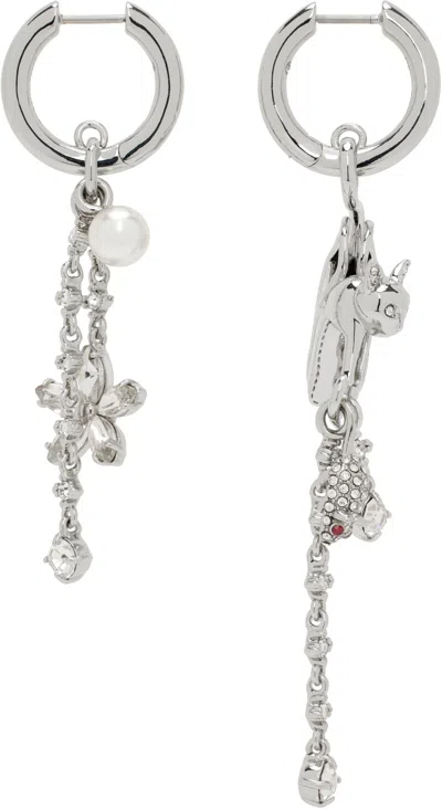 Marc Jacobs Silver Cats Out Of The Bag Earrings In 040 Silver