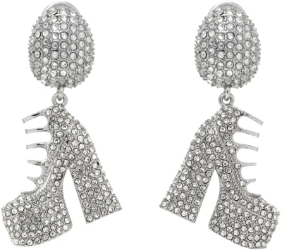 Marc Jacobs Silver Kiki Crystal Boots Earrings In 059 Silver/crystal