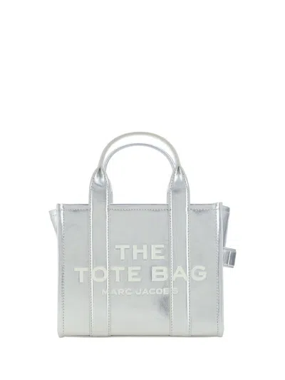 Marc Jacobs Silver Leather Small Tote Bag In Metallic Silver