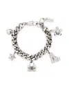 Marc Jacobs Womens Light Antique Silver Mj Mini Icon Charm Bracelet In Silver