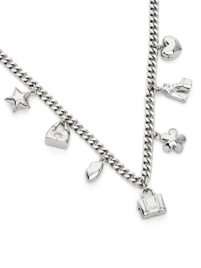 Marc Jacobs Silver Mini Icon Charm Necklace In White