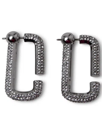 Marc Jacobs Silver Plated Brass Pavé Earrings In Metallic