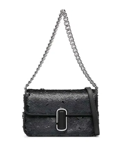 Marc Jacobs Silver Sequin Decoration Shoulder Bag In Black