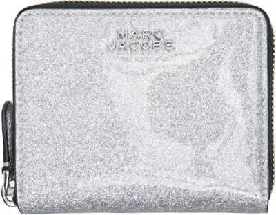 Marc Jacobs Silver 'the Coated Glitter Everyday Slim Compact' Wallet In Gray