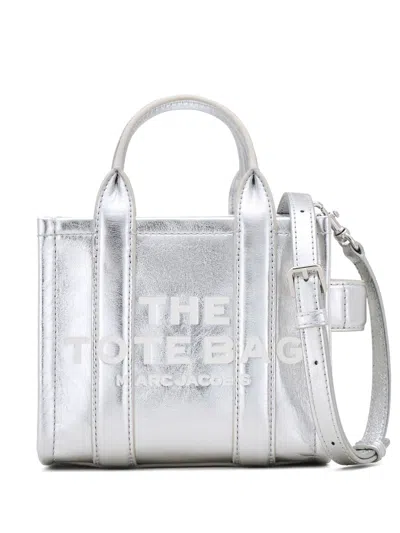 MARC JACOBS SILVER THE CROSSBODY METALLIC TOTE BAG