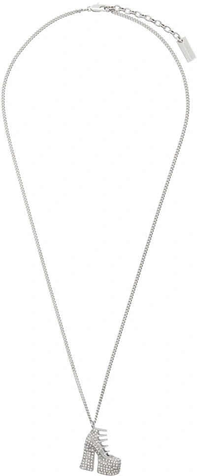 Marc Jacobs Silver 'the Kiki Ankle Boot' Necklace In 059 Silver/crystal