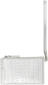 MARC JACOBS SILVER 'THE LEATHER TOP ZIP WRISTLET' WALLET