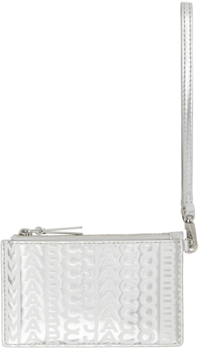 Marc Jacobs Silver 'the Leather Top Zip Wristlet' Wallet In 113 Silver