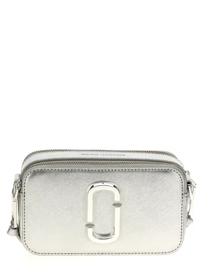 MARC JACOBS SILVER THE METALLIC SNAPSHOT CROSSBODY BAG