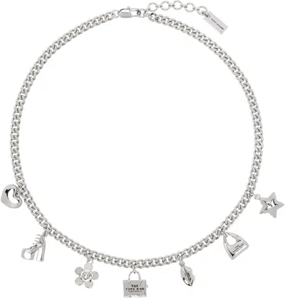 Marc Jacobs Silver 'the Mini Icon Charm' Necklace In 029 Light Antique Si