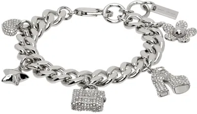Marc Jacobs Silver 'the Pave Mini Icon Charm' Bracelet In 059 Silver/crystal