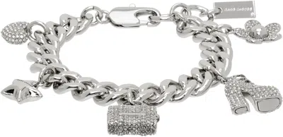 MARC JACOBS SILVER 'THE PAVE MINI ICON CHARM' BRACELET