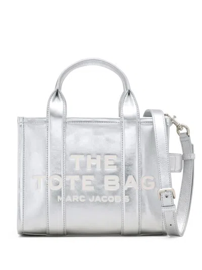 MARC JACOBS SILVER THE SMALL METALLIC TOTE BAG