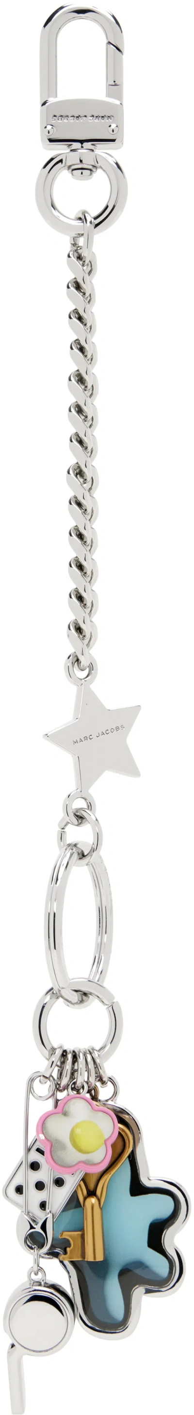 MARC JACOBS SILVER 'THE STICKER BAG CHARM' KEYCHAIN
