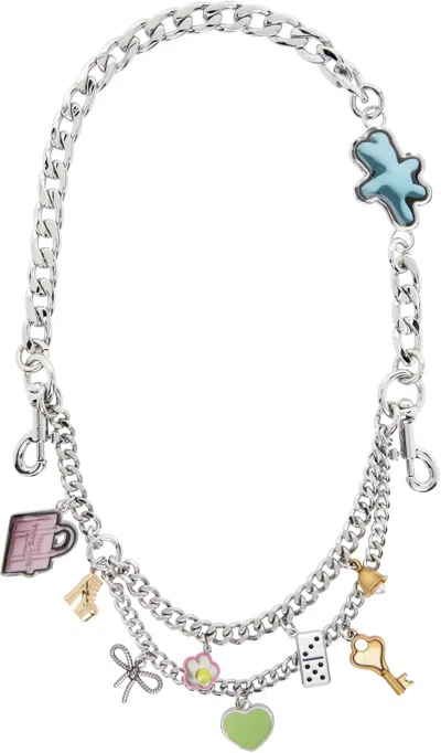 Marc Jacobs Silver 'the Sticker Chain' Shoulder Strap In Metallic