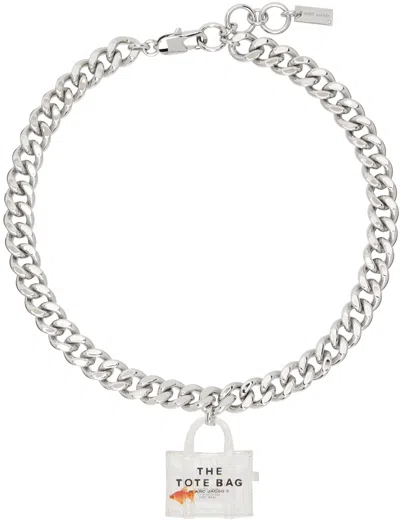 Marc Jacobs Silver 'the Tote Bag Goldfish' Necklace In Metallic