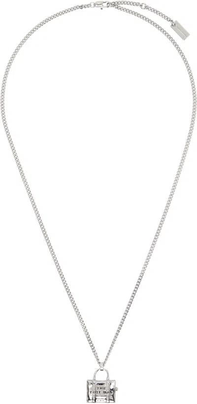 Marc Jacobs Silver 'the Tote Bag' Necklace In Neutral