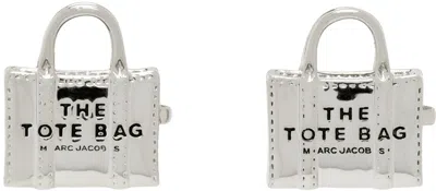 Marc Jacobs Silver 'the Tote Bag Stud' Earrings In Metallic