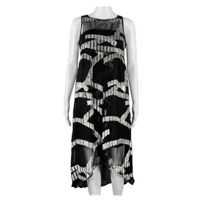 Pre-owned Marc Jacobs Size 0 Black Silver Silk Blend Jacquard Sleeveless Dress