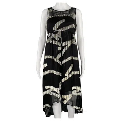 Pre-owned Marc Jacobs Size 2 Black Silver Silk Blend Jacquard Sleeveless Dress