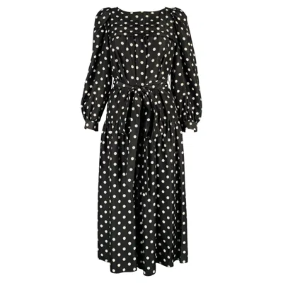 Pre-owned Marc Jacobs Size 2 Black White Silk Polka Dot A-line Dress