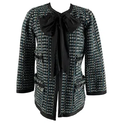 Pre-owned Marc Jacobs Size 2 Green Black White Boucle Textured Jacket Blazer