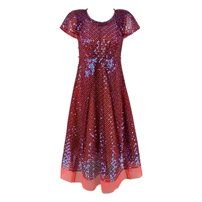 Pre-owned Marc Jacobs Size 2 Orange & Blue Polyester Blend Sequined Shift Dress