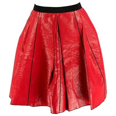Pre-owned Marc Jacobs Size 2 Red Black Coated Cotton Solid A-line Skirt