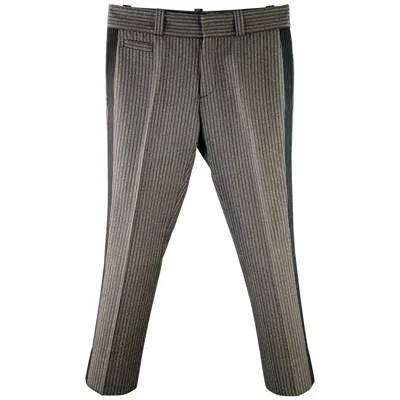 Pre-owned Marc Jacobs Size 34 Black Grey Stripe Virgin Wool Straight Dress Pants In Gray