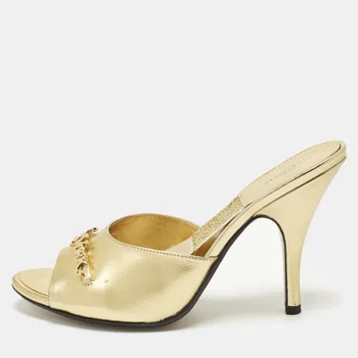 Pre-owned Marc Jacobs Size 39 Gold Leather Slide Sandals