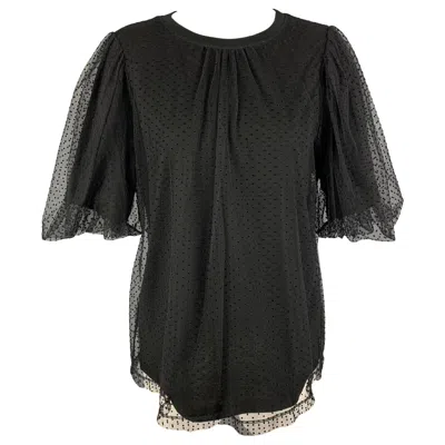 Pre-owned Marc Jacobs Size 4 Black Cotton Dots Layered Dress Top