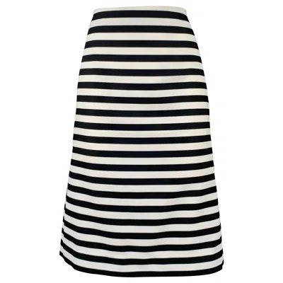 Pre-owned Marc Jacobs Size 6 Black White Polyester Stripe Pencil Skirt