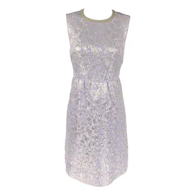 Pre-owned Marc Jacobs Size 6 Lavender & Silver Acetate Blend Jacquard Sheath Dress In Purple