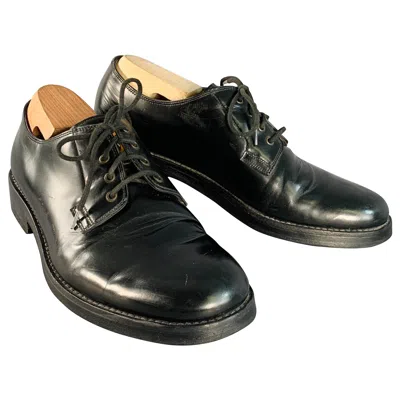 Pre-owned Marc Jacobs Size 8 Black Gold Leather Derby Lace-up Shoes