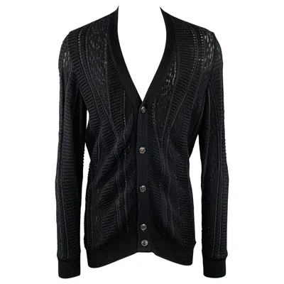 Pre-owned Marc Jacobs Size M Black Knit Wool Cotton Button Up Cardigan