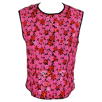 Pre-owned Marc Jacobs Size M Pink Black Polyester Blend Sequined Cropped Dress Top