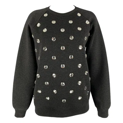 Pre-owned Marc Jacobs Size Xs Black Applique Wool Blend Crew-neck Pullover