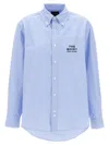 Marc Jacobs Striped Cotton Shirt Collar Pocket Sleeves In Sky Blue