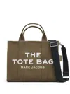 Marc Jacobs Slate Green Canvas Tote Bag With Logo Print In Grey