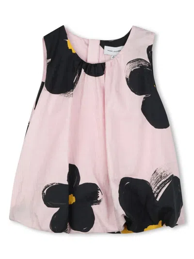 Marc Jacobs Sleeveless All-over Flower Print Cotton Top For Girls In Pink