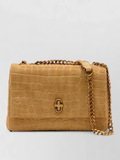 Marc Jacobs Slim Crocodile Suede Chain Shoulder Bag In Neutrals