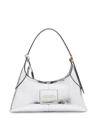 Marc Jacobs Small Belted Sack Bag In Metallic Crinkle Leather In Gray