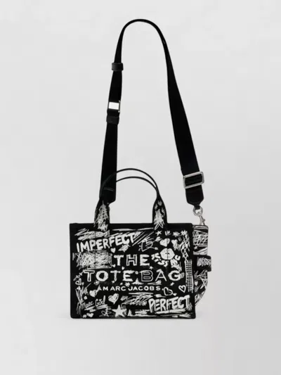 Marc Jacobs Small Cotton Tote Bag Graphic Logo In Black
