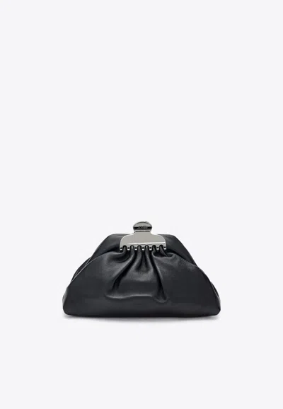 Marc Jacobs Small Glam Leather Clutch In Black