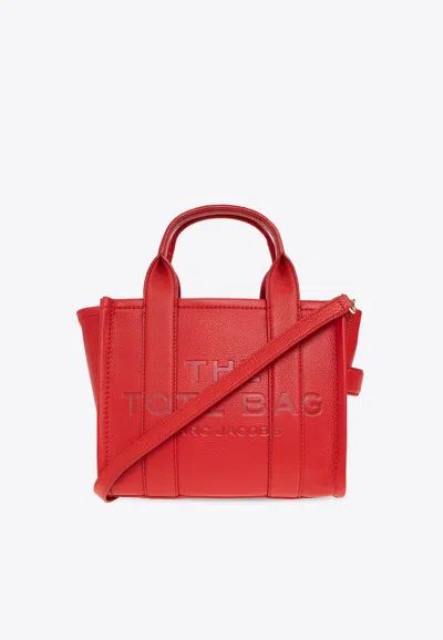 Marc Jacobs Small Grained Leather Tote Bag In Red