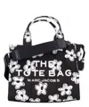 Marc Jacobs 'the Medium Tote' Black Handbag With Logo Lettering On The Front And All-over Floral Print In Black