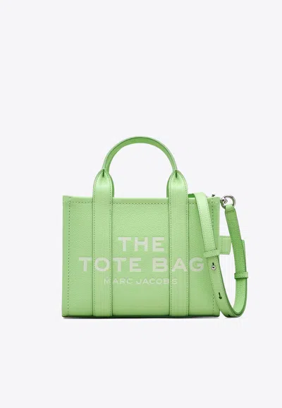 Marc Jacobs Small Logo Leather Tote Bag In Green